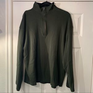 Men’s Alan Flusser Pima Cotton 1/4 Zip Green Mock Neck Pull Over XXL